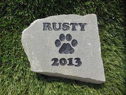 Sandblast Engraved Gray Stone Pet Memorial Headstone Grave Marker Dog Cat ndpp 6 inches to 8 inches-VerdiqueGarden