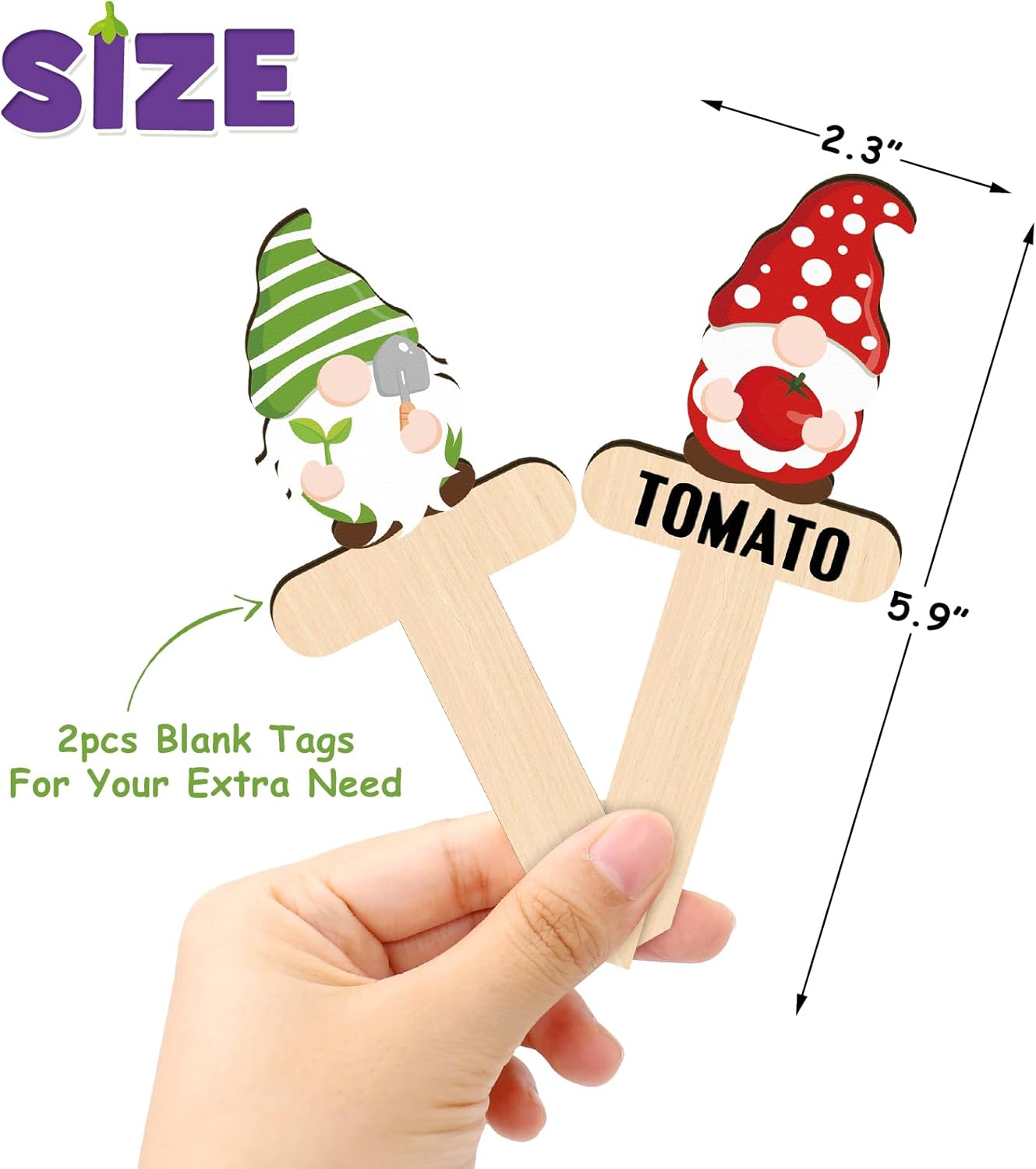 Huray Rayho Gnome Wooden Plant Markers for Vegetable Flowers Garden Potted Plants Tags 15-Pack Funny Wood Plant Labels Garden Stakes Patio Decorations Funny Gifts for Plant Lady Woman Novelty Gift-VerdiqueGarden