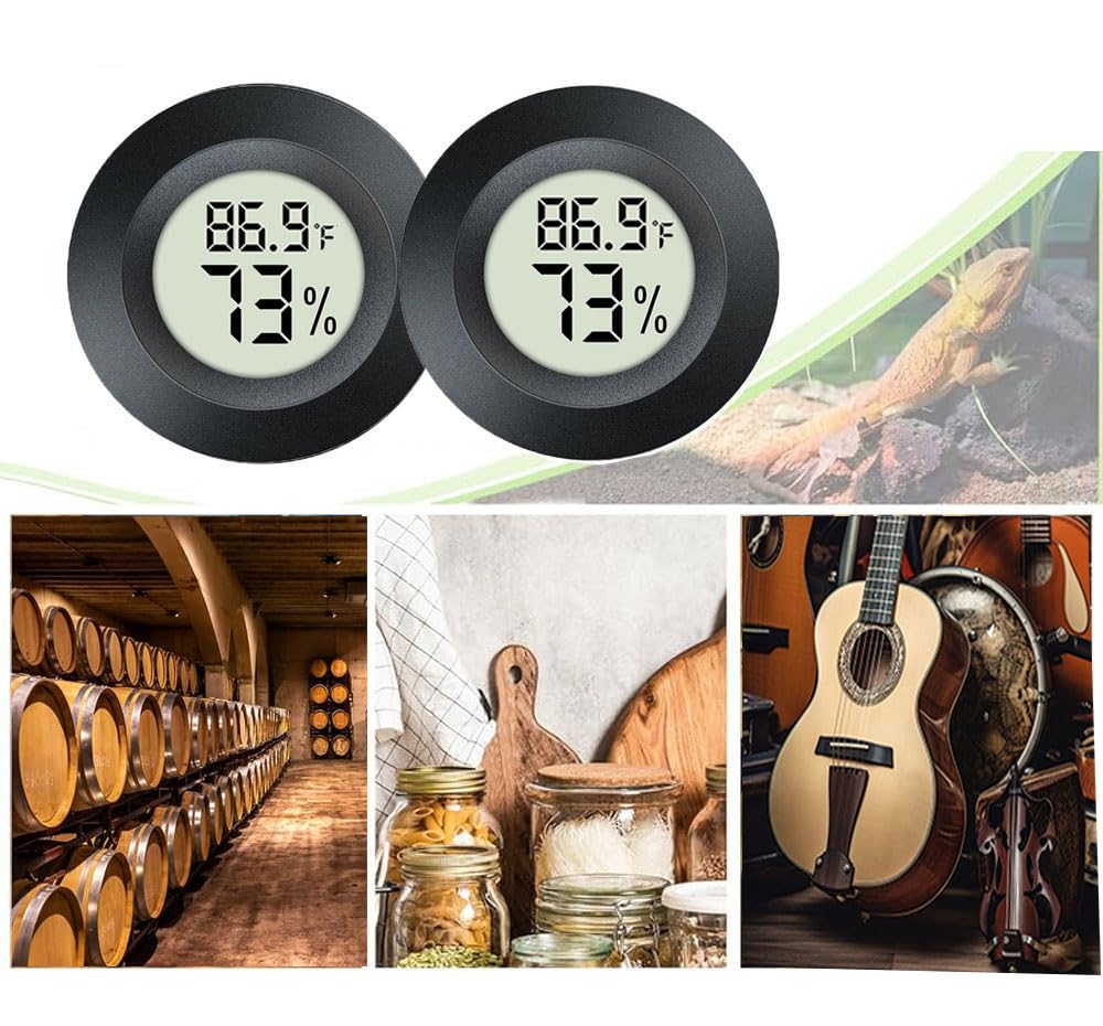 3 Pack Mini Hygrometer Thermometer Digital Humidity Meter Indoor/Outdoor Humidity Monitor Reptile Thermometer for Humidors Garden Cellar Greenhouse ℉/ ℃ (3)-VerdiqueGarden