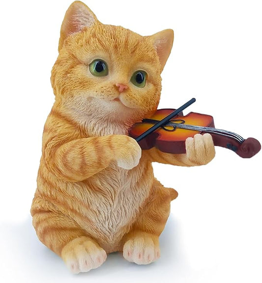 Orange Tabby Cat Garden Statue Decor, Resin Cute Sculptures Gift for Cat Lovers, Pet Memorial Stones for Loss of Pet, Kitty Figurine Art Decoration for Bedroom-VerdiqueGarden