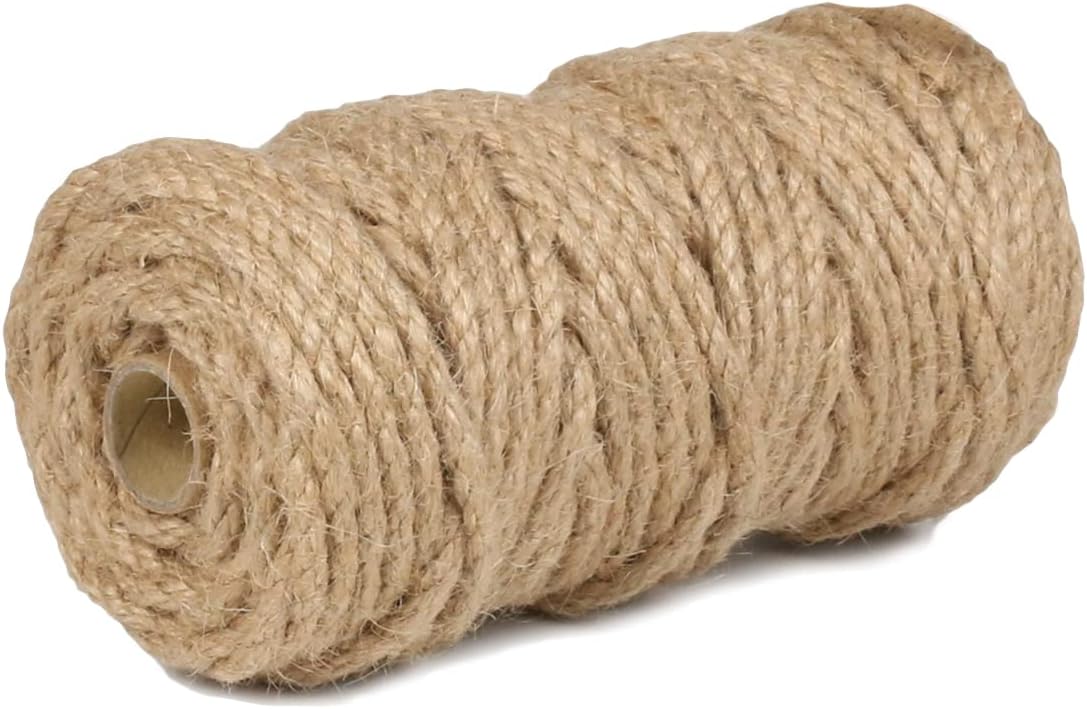 PerkHomy 5mm Jute Rope 105 Feet Twisted Heavy Duty and Thick Twine Rope for Cat Scratcher Scratching Post Tree Craft Projects Gardening Home Decoration Packing Bundling (105FT * 5mm)-VerdiqueGarden
