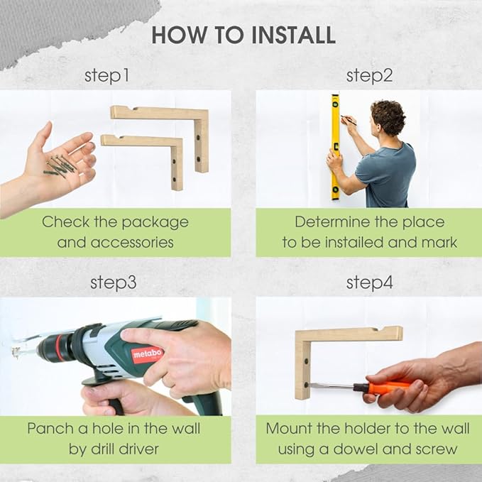 2-Piece Set of Plant Hooks for Wall 6 Inch - L-Shaped Mounted Wooden Plant Hook - Indoor and Outdoor Bracket Plant Hanger for Planters, Lanterns, Bird Feeders and Plant Basket (Natural)-VerdiqueGarden