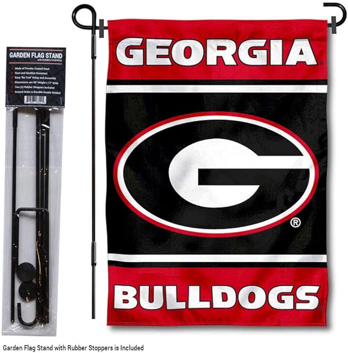 College Flags & Banners Co. Georgia Bulldogs Garden Flag with Stand Holder-VerdiqueGarden
