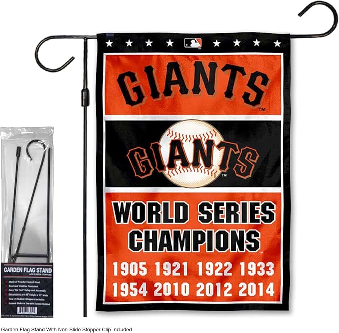 WinCraft Giants 8 Time Champions Garden Flag with Stand Holder Flagpole-VerdiqueGarden