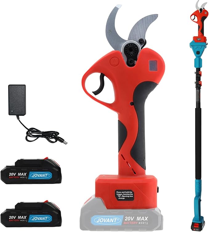 Pole Electric Pruning Shears with Portable Bag.Pole 1.6Inch(4CM) Electric Pruner for Tree Trimming Pole Tree Trimmer with 2Pcs 2000mAh Batteries(Jovant)-VerdiqueGarden