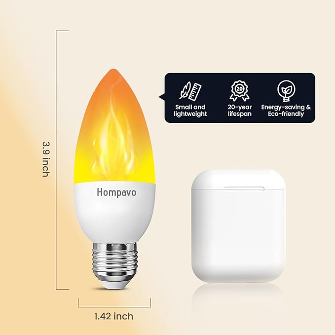 Hompavo Upgraded LED Flame Light Bulbs, 3 Modes Flickering Light Bulbs, E26 Candle Fire Light Bulb for Halloween Christmas Party Porch Indoor & Outdoor Home Decoration - 2 Pack-VerdiqueGarden