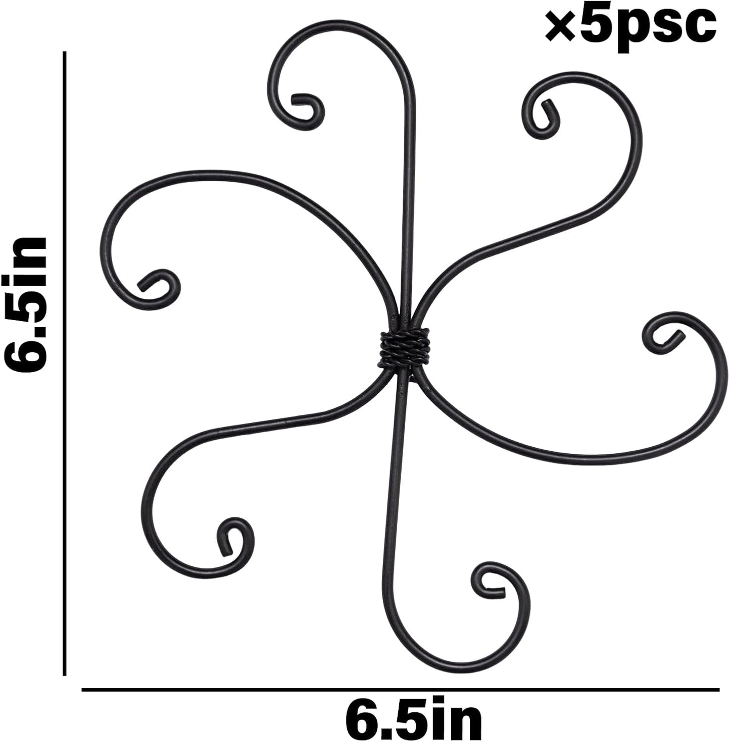 Black Monstera Plant Support Hook - 6.5 * 6.5IN -5 Piece Set, Durable Metal Stem Supports for Indoor Plants, Leaf Holder & Fishbone Cactus Stake, Stylish Design for Healthy Growth & Easy Care-VerdiqueGarden