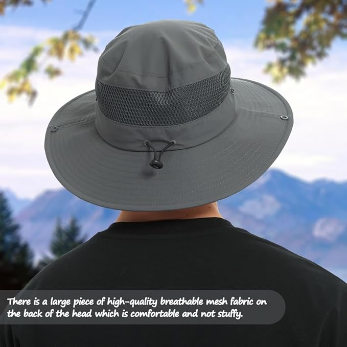 Fishing Hat, UPF50+ Wide Brim Sun Hat for Men Women, UV Protection Hiking Beach Bucket Hats Summer Safari Hat-VerdiqueGarden