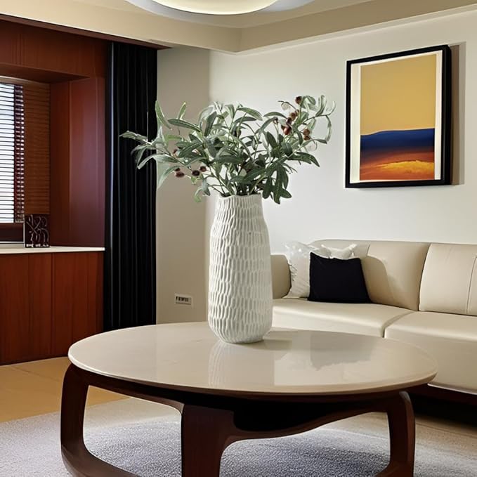 12.6 Inch Grey Modern Handmade Ceramic Vase, Rustic Farmhouse Decorative Flower Vases for Home Decor,Pampas Grass Bouquet, Living Room,Kitchen,Office,Bedroom,Centerpiece Table-VerdiqueGarden