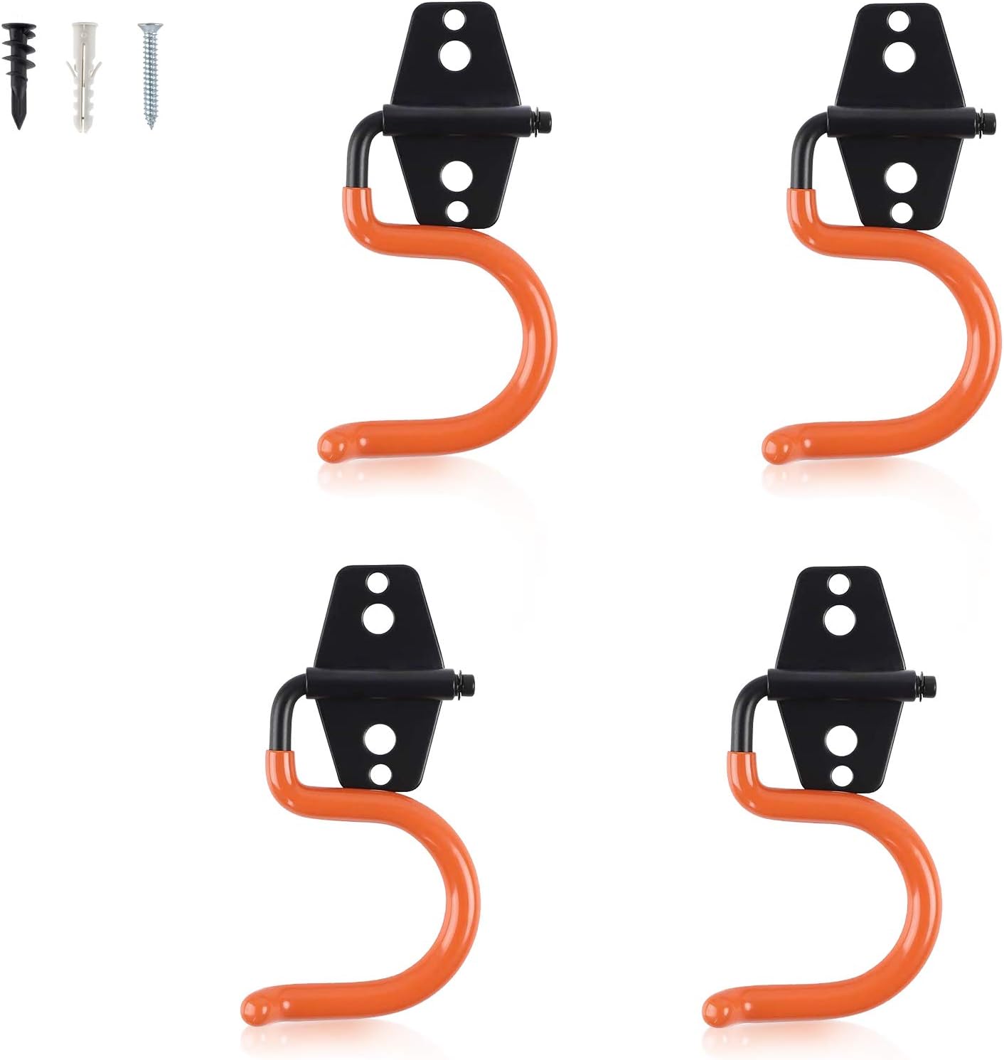 AOBEN Garage Hooks Heavy Duty, Steel Garage Storage Hooks, Utility Tool Hangers and Combinable Wall Mount Garage Hooks for Organizing Ladders, Bikes, Hoses, and More Equipment (Small J, 4 Pack)-VerdiqueGarden