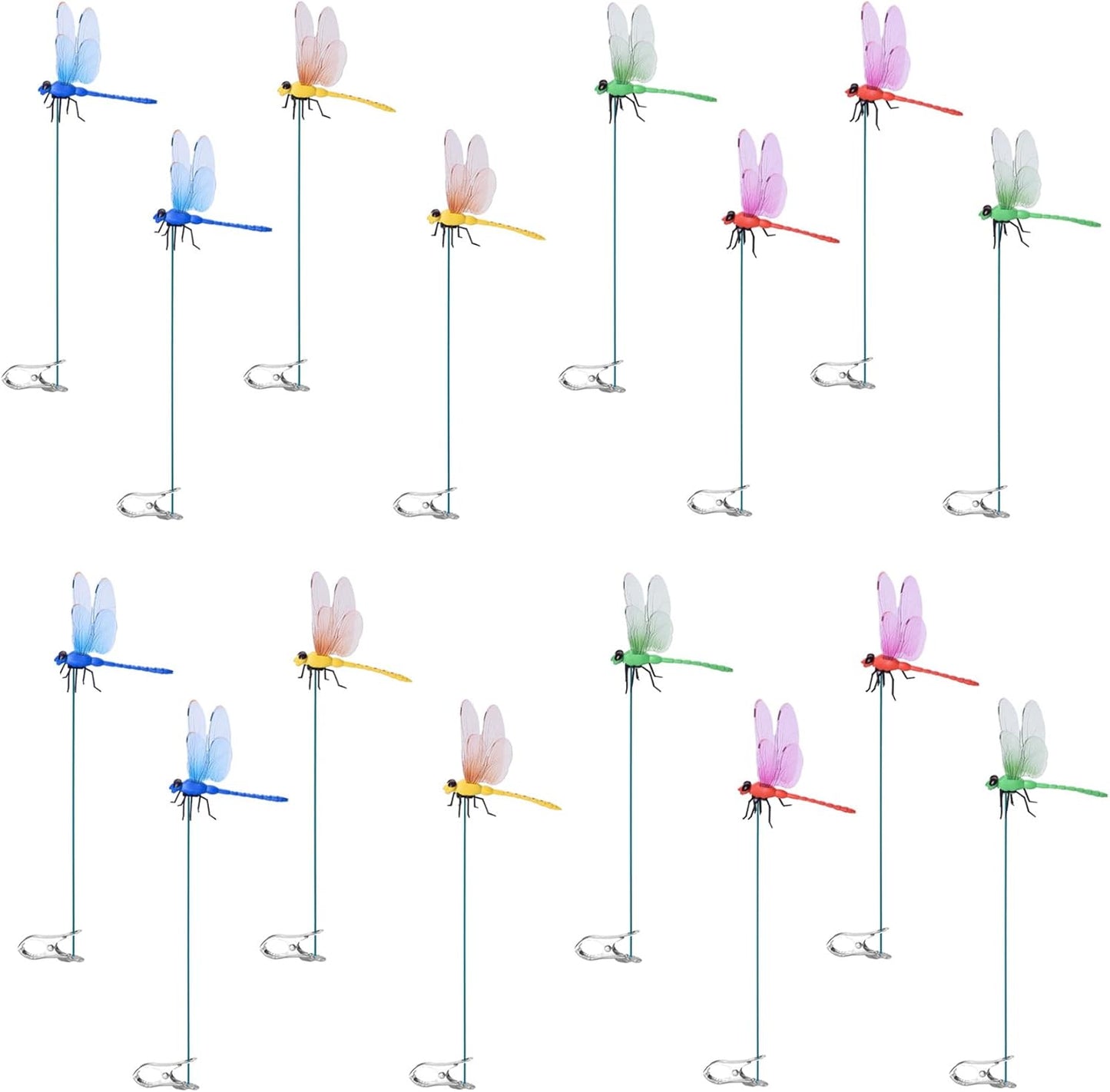 Spiritlele 16 PCS Fake Dragonfly Clip Colorful Hat Clip 3D Dragonfly Garden Decor for Patio Outdoor Indoor-VerdiqueGarden