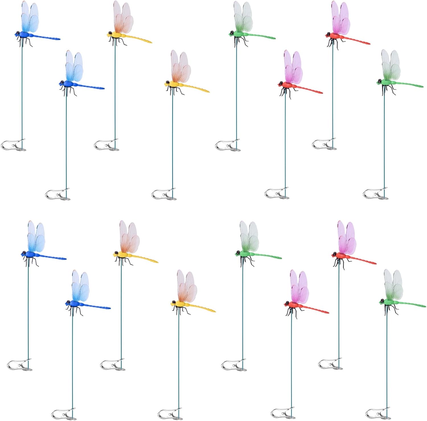 Spiritlele 16 PCS Fake Dragonfly Clip Colorful Hat Clip 3D Dragonfly Garden Decor for Patio Outdoor Indoor-VerdiqueGarden