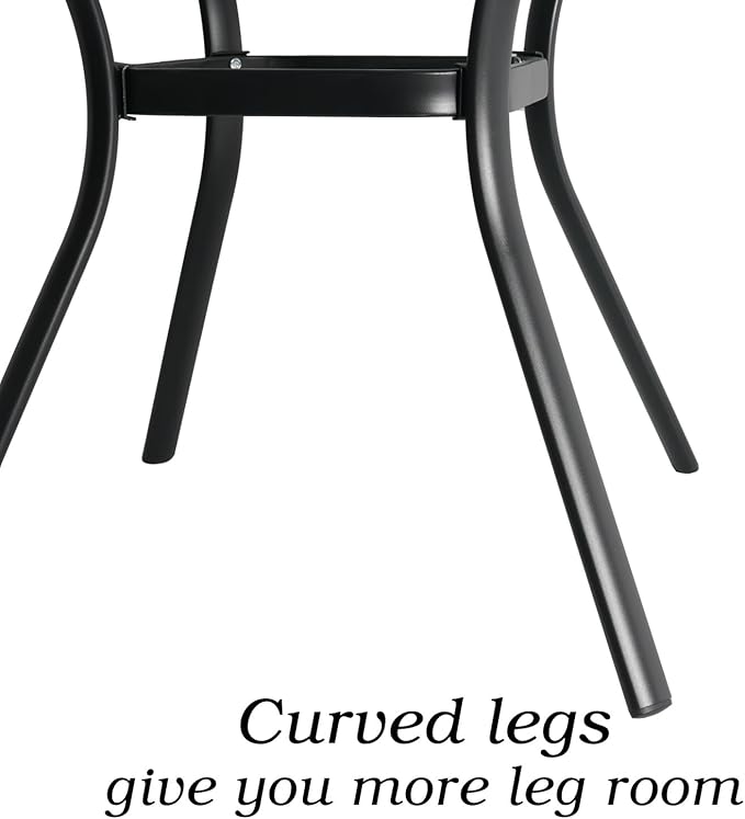 Round Outdoor Dining Table, 48-inch All-Weather Patio Table with Adjustable Umbrella Hole for Deck Lawn Garden Backyard Balcony Deck, Black Metal Frame Slatted Tabletop-VerdiqueGarden