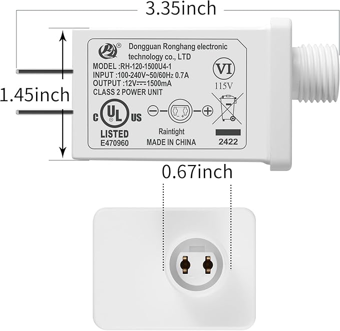 Replacement Yard Inflatable Adapter Power Supply Adaptor - 12V 1.0A 2Pcs - Inflatable Plug Replacement Class 2 Power Supply - White - for Christmas Tree Light/Thanksgiving Yard Blow Up Decorations-VerdiqueGarden