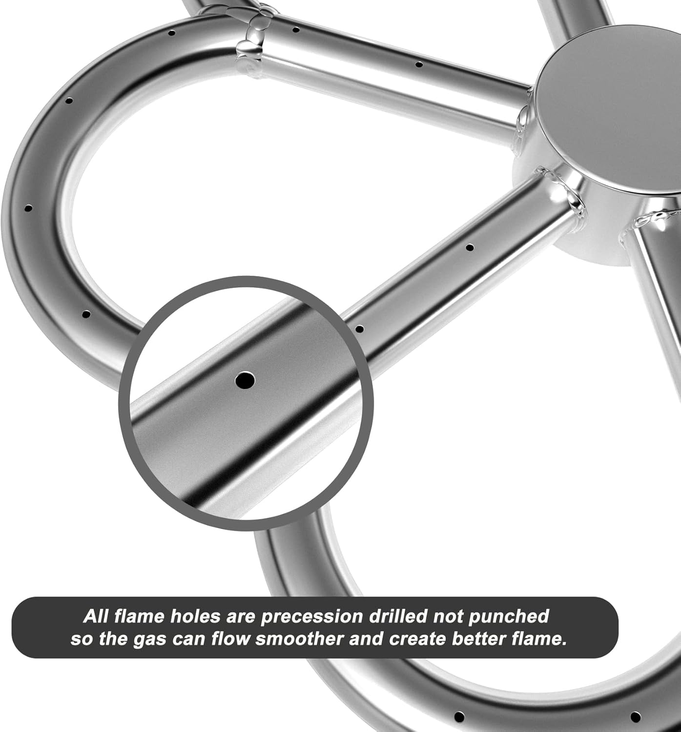 Skyflame 12-Inch Stainless Steel Fire Pit Burner, Flower-Shape Burner Ring for Fire Pit, Natural Gas & Propane Fireplace, Max BTU 90K-VerdiqueGarden