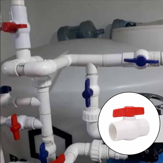 2Pcs 1-1/2" PVC Ball Valve Water Pipe Shut-off Valve Socket with Red T-Handle for Cold Water Supply lines, Irrigation Pipe fitting System(Socket x Socket), Schedule 40-VerdiqueGarden