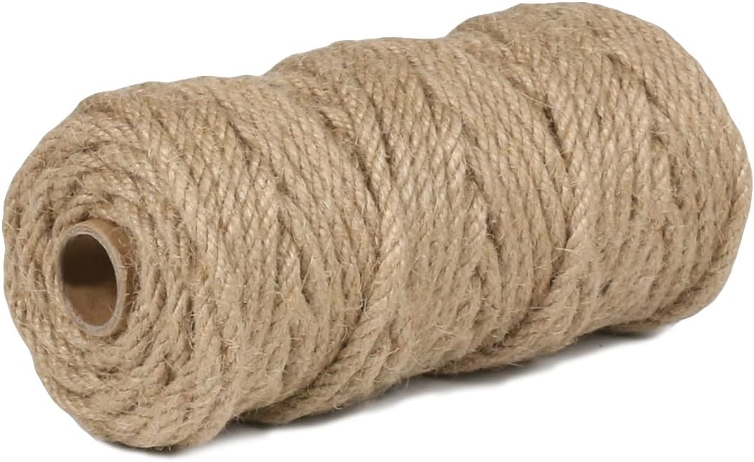 PerkHomy 4mm Jute Rope 120 Feet Twisted Heavy Duty and Thick Twine Rope for Cat Scratcher Scratching Post Tree Craft Projects Gardening Home Decoration Packing Bundling (120FT * 4mm)-VerdiqueGarden