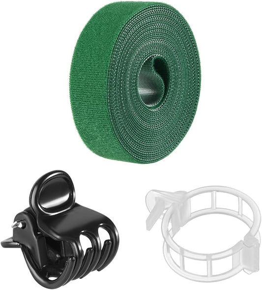 Plant Clips Plant Ties Set, 50 FT Reusable Plant Ties and 100 PCS Support Clips for Climbing Plants Orchid Flower Stems Vines Tomato, Garden Plant Support Cables for Indoor OutdoorPlants-VerdiqueGarden
