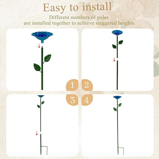 2 Pack Bee Watering Station,Bee Bath for Garden Metal Bee Water Feeder with Flower Design, Colorful Butterfly Bee Bath Bowl for Outdoor Garden Yard Decor (Blue,Yellow)-VerdiqueGarden