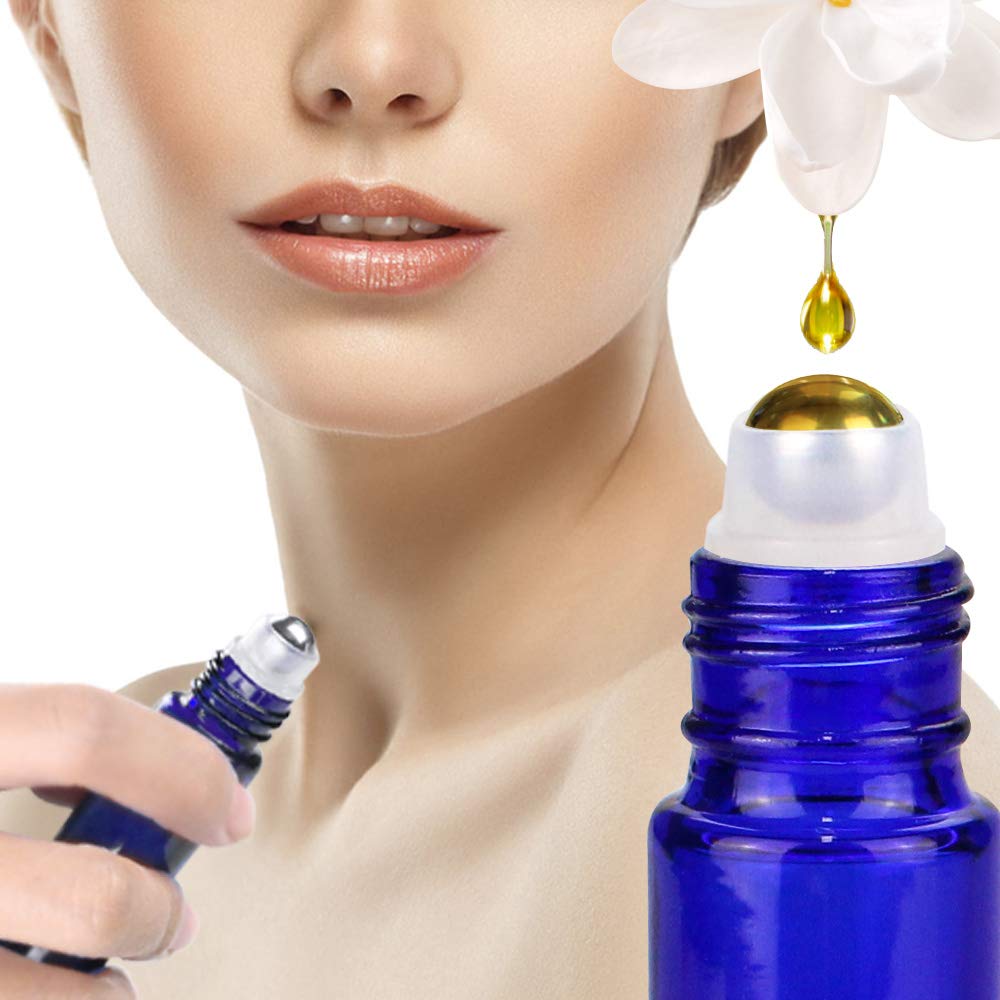 Glass Spray Bottle Kit×10 (2×16 oz, 2×4 oz, 6×2 oz), 9×10 ml Roller Bottles, Anti UV, Multi Size and Versatile, Suitable for Aromatherapy, Facial Moisturizing, Watering, etc.(Blue-VerdiqueGarden