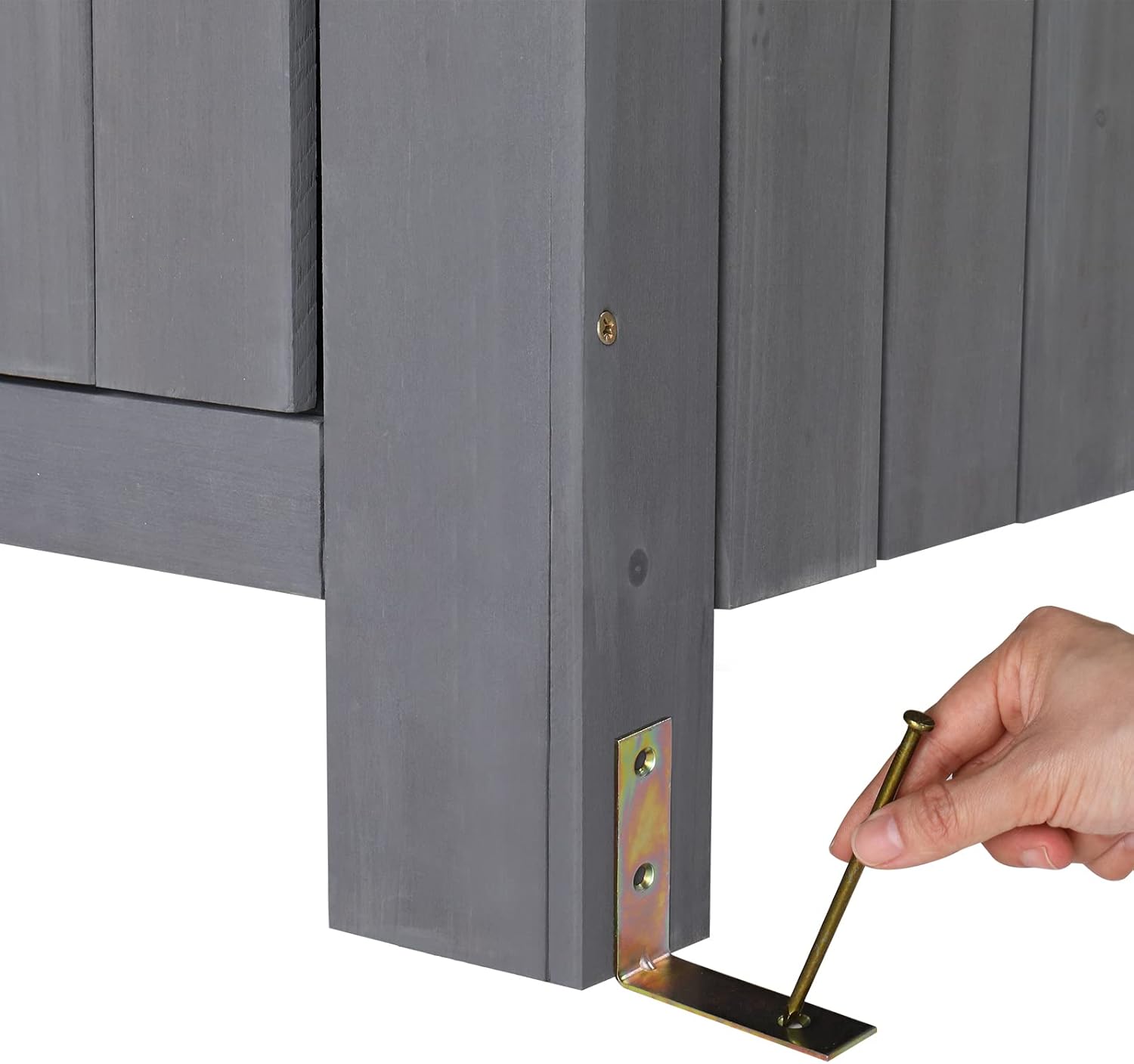 Outvita Outdoor Storage Shed, 70 Inch Wooden Garden Storage Cabinet, Waterproof Tool Storage Cabinet with Lockable Door, Wooden Garden Shed Outdoor Shed for Garden Backyard Lawn(Grey)-VerdiqueGarden