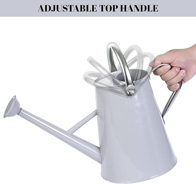 1.5 Gallon Watering Can for Outdoor Plants,Large Metal Plant Watering Pot with Removable Spout,Flower Garden Water Can Watering Pot,Galvanized Steel Watering Can with Stainless Steel Handles，Grey-VerdiqueGarden