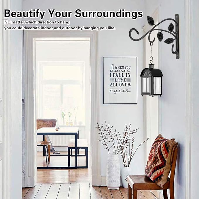 KABB 2 PCS Metal Hanging Hook Plants Brackets, 12 Inch Iron Wall Mount Bracket Durable Rust-Resistant Plant Hanger Hook for Hanging Plants Bird Feeder Wind Chimes Lantern-VerdiqueGarden