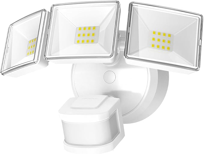 OREiN 3500LM/26W Flood Lights Outdoor, 240°/40FT Motion Sensor Outdoor Lights Dusk to Dawn Security Lights IP65 Waterproof 3 Modes for Outside 3500SQ.FT Front Door, Garage, White (Hardwired)-VerdiqueGarden