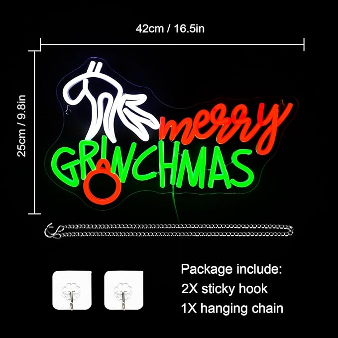 WLHOPE Merry Christmas Neon Sign, Green Red Christmas Neon Signs for Wall Decor, Merry Christmas Led Signs for Christmas Party Backdrop Bedroom Window Bar Club Shop, Christmas Gift Decoration-VerdiqueGarden