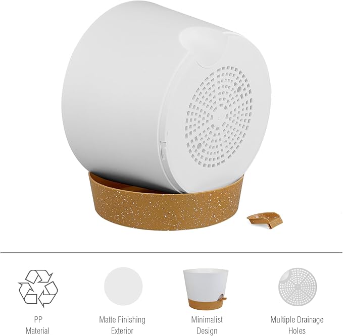 12 inch Large Self Watering Pots for Indoor Outdoor Plants, Flower Plant Pots with Drainage Holes for Garden House Plants, Plastic Planters with Reservoir for Home Plants, White with Brown-VerdiqueGarden