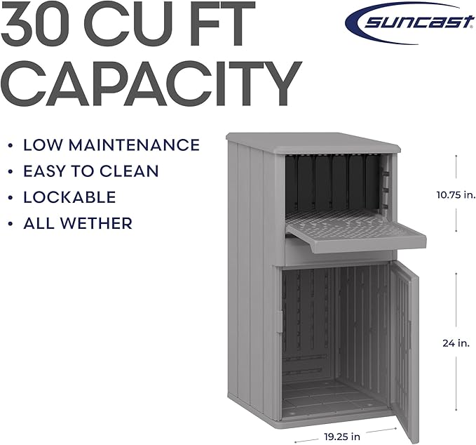 Suncast 33.5-Gallon Capacity Package Delivery Box, Parcel Drop Box with Lock, Weather Resistant Outdoor Storage Solution for Secure Package Deliveries, Made in USA-VerdiqueGarden