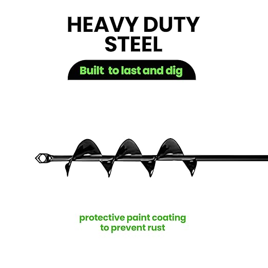K-Brands Auger Drill Bit for Planting – 1.6 x 16 Inch - Garden Spiral Hole and Bulb Planter Tool for Umbrella Holes - Compatible with 3/8 Inch Hex Drive-VerdiqueGarden
