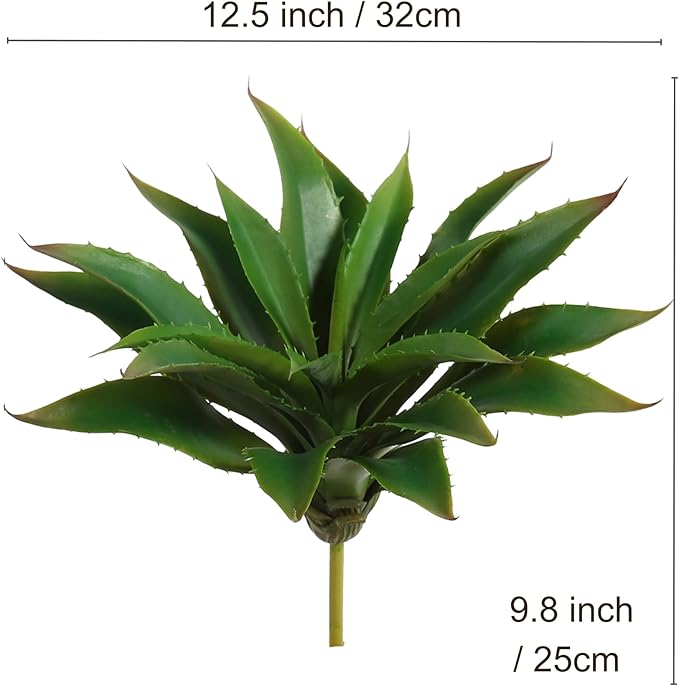 JUSTOYOU Large 12.5" Artificial Succulents Aloe Plants Real Touch Fake Flowers Unpotted for Home Wedding Festival Arrangement (1, Green)-VerdiqueGarden
