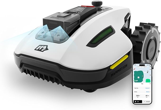 YUKA Mini 500 Robotic Lawn Mower for 0.12 Acre,Ultrasense AI Vision+ RTK Positioning, Auto Mapping, App Control,50% Slope,Perimeter Wire Free, 15 Mowing Zones Management-VerdiqueGarden