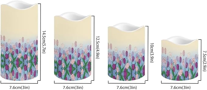 Ystardream Purple Tulips Flameless Candles with Timer Led Candles Flickering 4 Candle Sets for Home Decor,18 Key Remote Control，Dancing Flame, True Wax, Battery Power-VerdiqueGarden