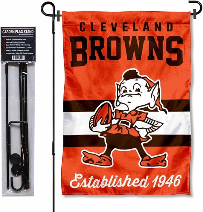 WinCraft Cleveland Browns Throwback Retro Vintage Garden Flag and Flagpole Mount-VerdiqueGarden