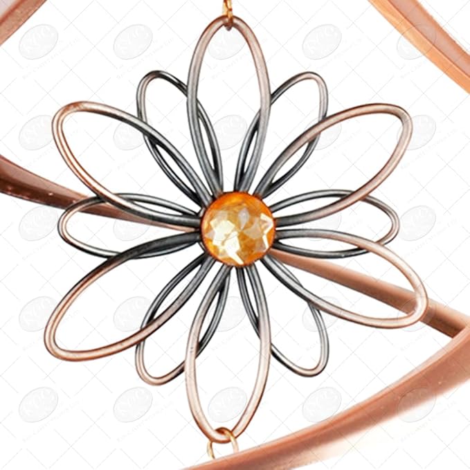 Red Carpet Studios 31041 Cosmix Wind Spinner Double Helix, 14-inch Long, Copper W/Flower & Crystal-VerdiqueGarden