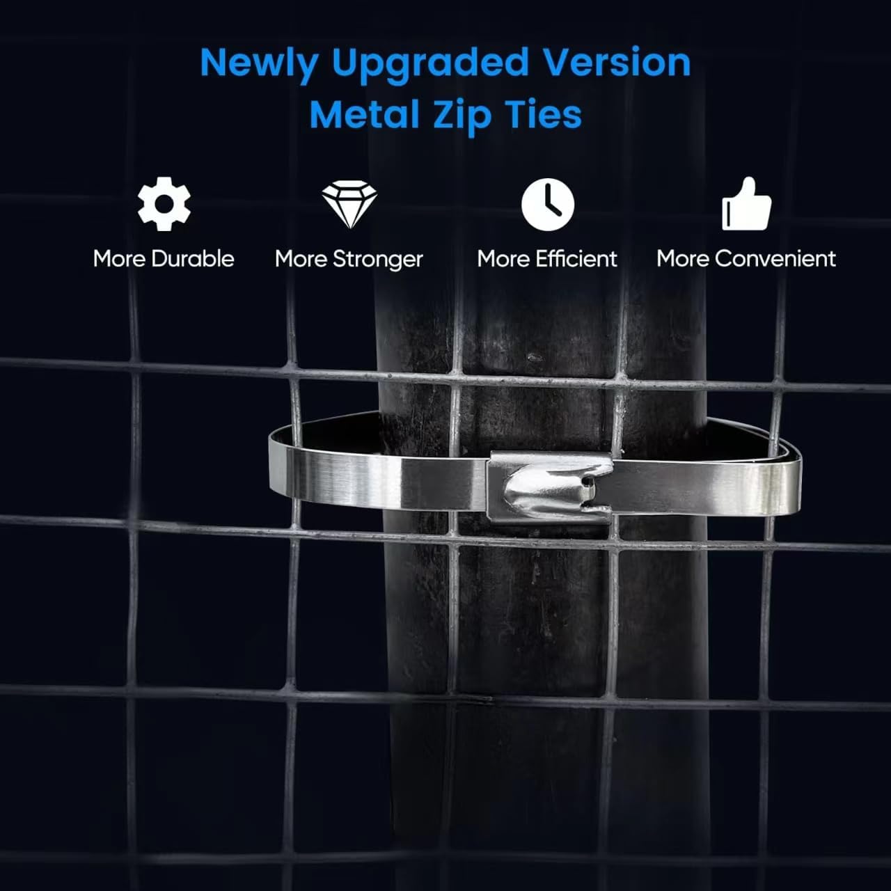 Metal Zip Ties Heavy Duty Outdoor, 40 Inch 880 Lb Wide Stainless Steel Zip Ties Self-locking Metal Cable Ties Suitable for Exhaust Wrap, Fence, Farms, Pipes, Cables, as well as Outdoor binding 20PCS-VerdiqueGarden