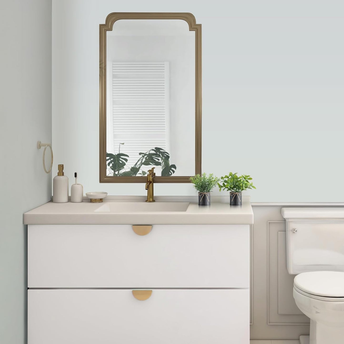 Mkono 4 Packs Small Fake Plants in Farmhouse Galvanized Pots Mini Potted Artificial Eucalyptus Plants for Halloween Decorations Shelf Office Bathroom Rustic Home Decor (Black)-VerdiqueGarden