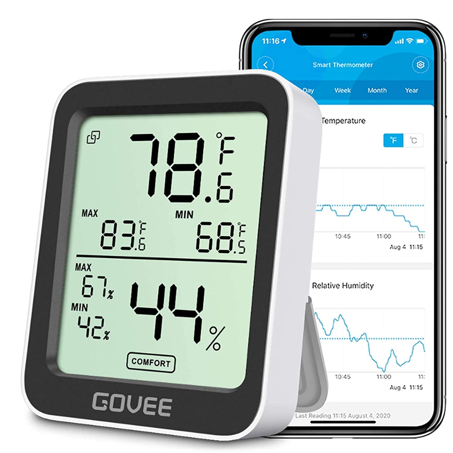 Govee Digital Hygrometer Indoor Thermometer Room H5075, Bluetooth Temperature Humidity Meter with 164ft Remote App Control, Notification Alerts, 2 Years Data Storage Export for Bedroom, Wine Cellar-VerdiqueGarden
