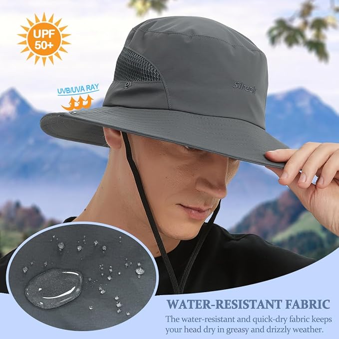 Fishing Hat, UPF50+ Wide Brim Sun Hat for Men Women, UV Protection Hiking Beach Bucket Hats Summer Safari Hat-VerdiqueGarden