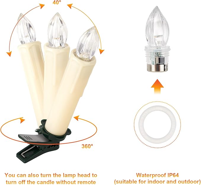 30 PCS Flameless LED Taper Candles Battery Operated Christmas Tree Candle Lights Electric Fake Candles with Remote Timer Perfect for Holiday Home Garden Wedding Parties Decor (30 PCS,Ivory)-VerdiqueGarden