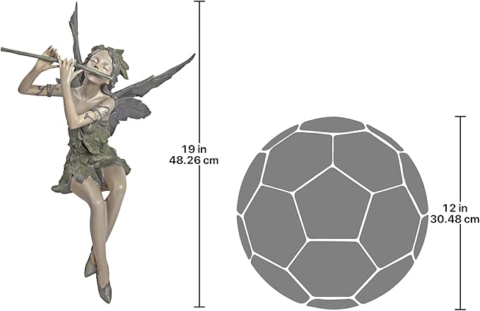 Design Toscano Fairy of the West Wind Shelf Sitting Garden Statue, 19 Inch Tall, Cast Stone Resin, Two Tone Stone Finish-VerdiqueGarden