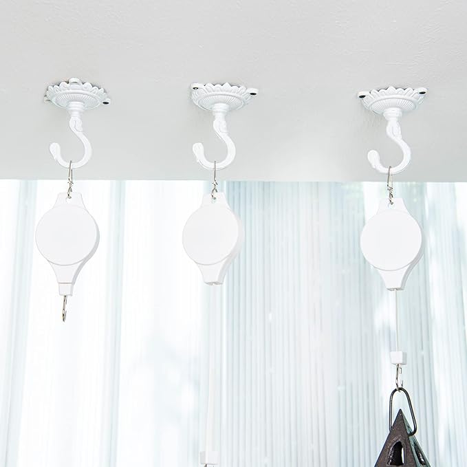 Sungmor Heavy Duty Ceiling Hooks - 3PC White Cast Iron Antique Decorative Hooks for Hanging Plants, Planters, Wind Chimes, Lanterns-VerdiqueGarden