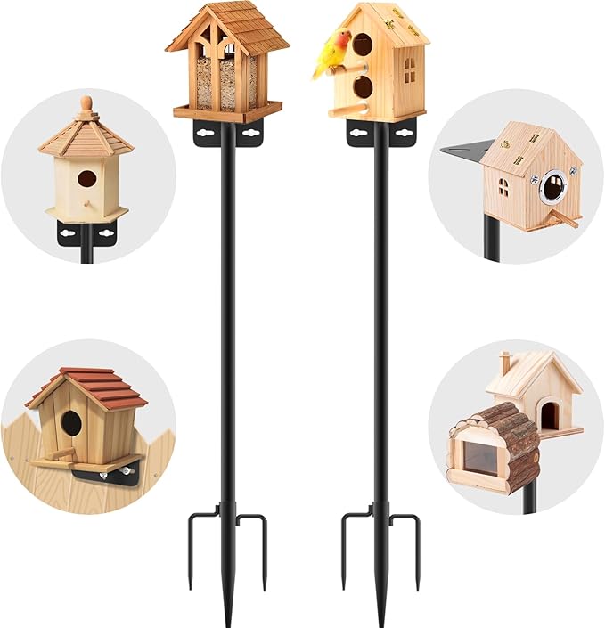 2 Pack 80 Inch Adjustable Bird Feeder Pole,Bird House Pole Suitable for Feeders & Birdhouse,Weather Station,Heavy-Duty Rustproof Design,Enhance Outdoor Decor & Birdwatching Experience-VerdiqueGarden