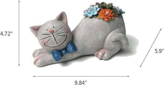 Cat Garden Figurines Outdoor Decor Solar Statue with LED Lights for Patio Lawn Yard Art Decoration Housewarming Garden Gift-VerdiqueGarden