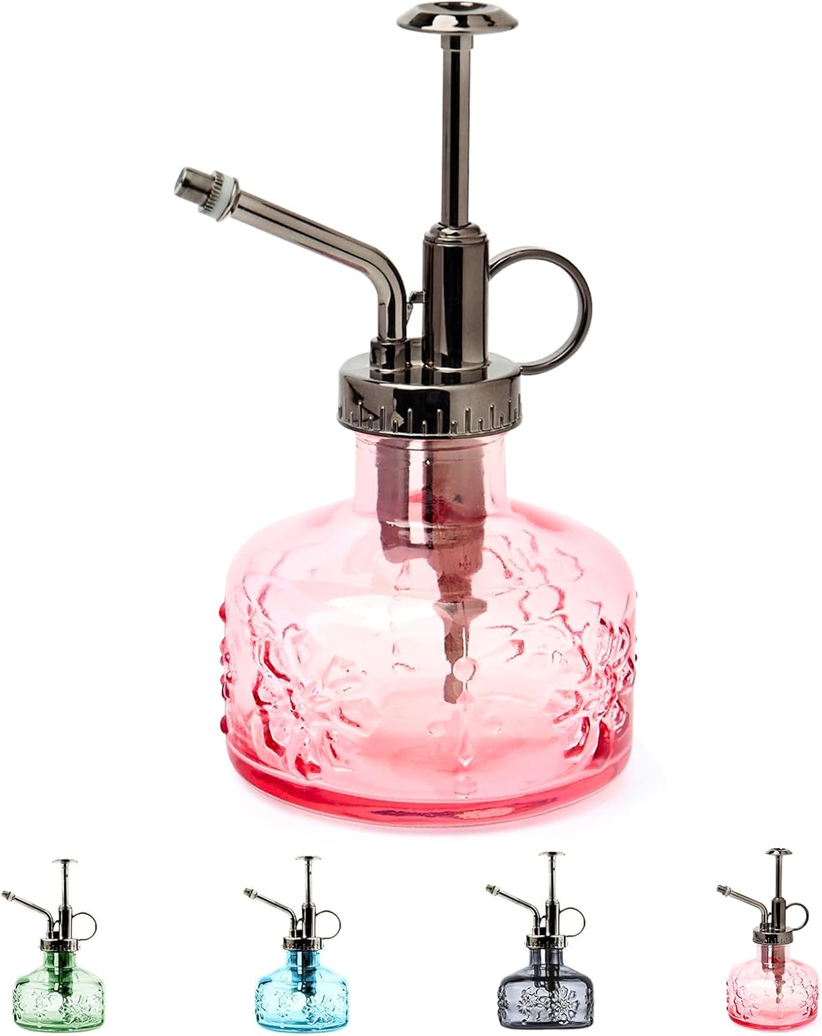 XXXFLOWER Glass Plant Mister Spray Bottle for Indoor Plant Spritzer Succulent Watering Bottle Tall Vintage Style with Bronze Plastic Top Pump-VerdiqueGarden