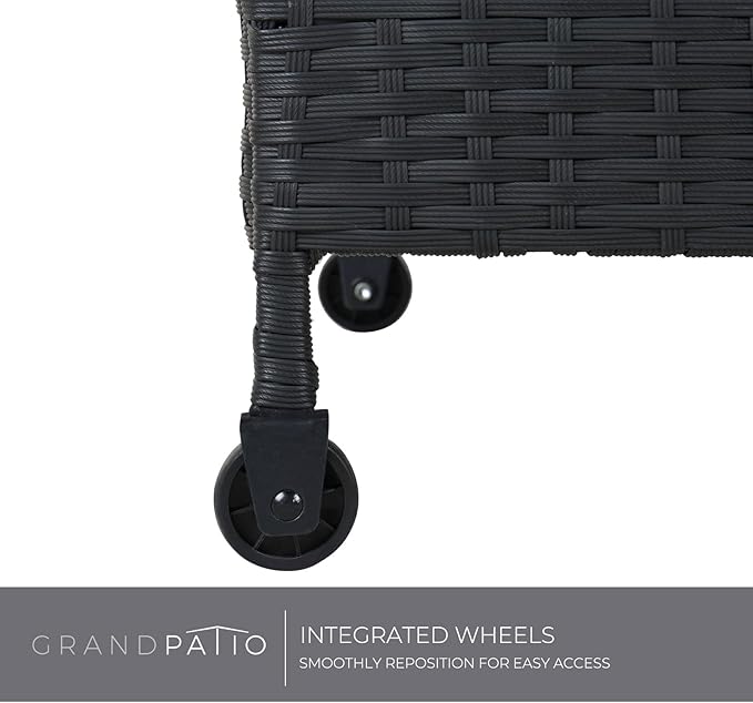 Grand patio 170 Gallon Deck Storage Box Deck Box Outdoor Storage Box Indoor Wicker Storage Bin Patio Storage Box for Patio Furniture Cushions Garden Tools Pool Accessories, Black-VerdiqueGarden