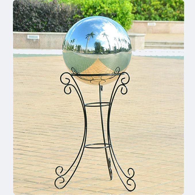 35cm/14inch Diameter Gazing Globe Mirror Ball,Thickness 0.5mm Silver Stainless Steel Polished Reflective Smooth Garden Sphere,Colorful and Shiny Addition to Any Garden or Home-VerdiqueGarden