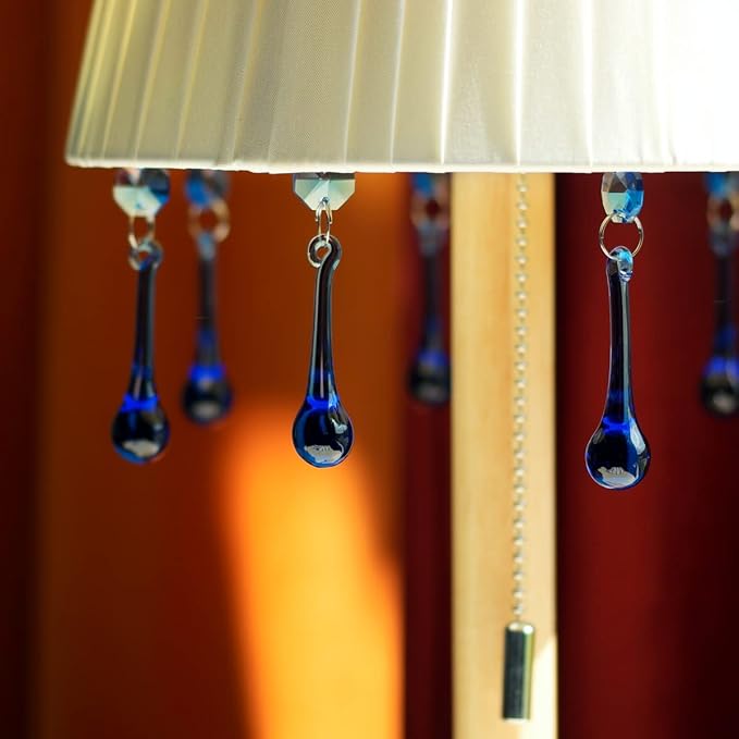 12pcs Raindrop Crystal Chandelier Prisms Parts, 53mm Hanging Crystals Beads for Chandeliers, Home Decoration (Mid Blue)-VerdiqueGarden